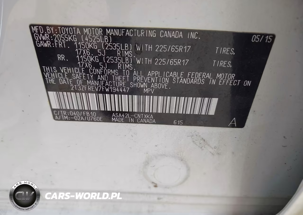 2015 Toyota Rav4 Le VIN:2T3ZFREV7FW194447 - 9