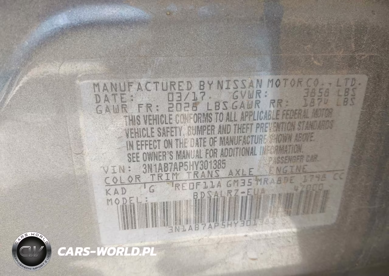 2017 Nissan Sentra Sr VIN:3N1AB7AP5HY301385 - 9