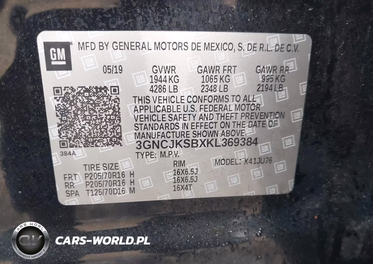 2019 Chevrolet Trax Ls VIN:3GNCJKSBXKL369384 - 9