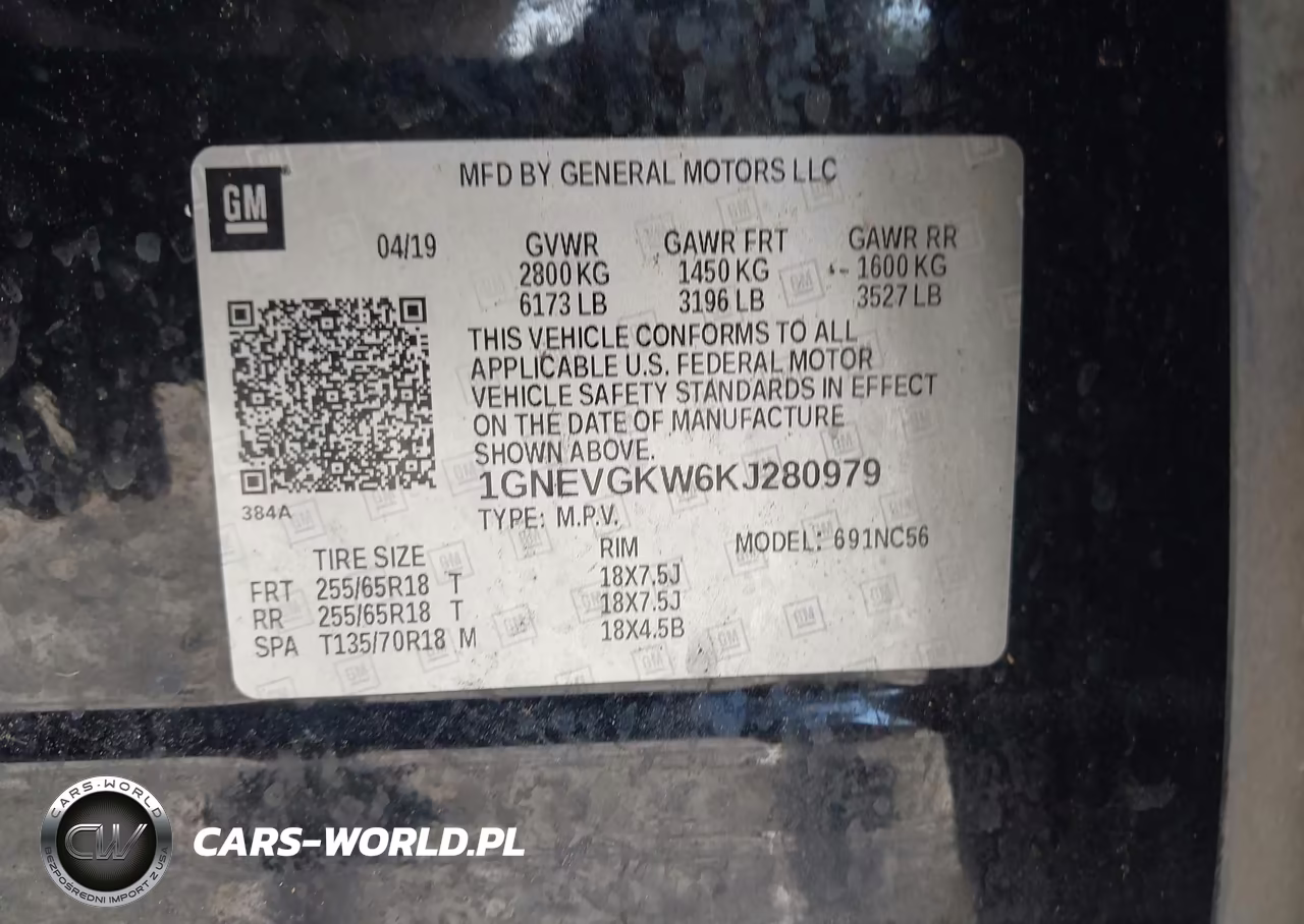 2019 Chevrolet Traverse 1Lt VIN:1GNEVGKW6KJ280979 - 9