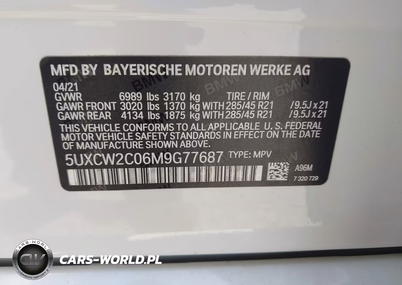 2021 BMW X7 xDrive40I VIN:5UXCW2C06M9G77687 - 9