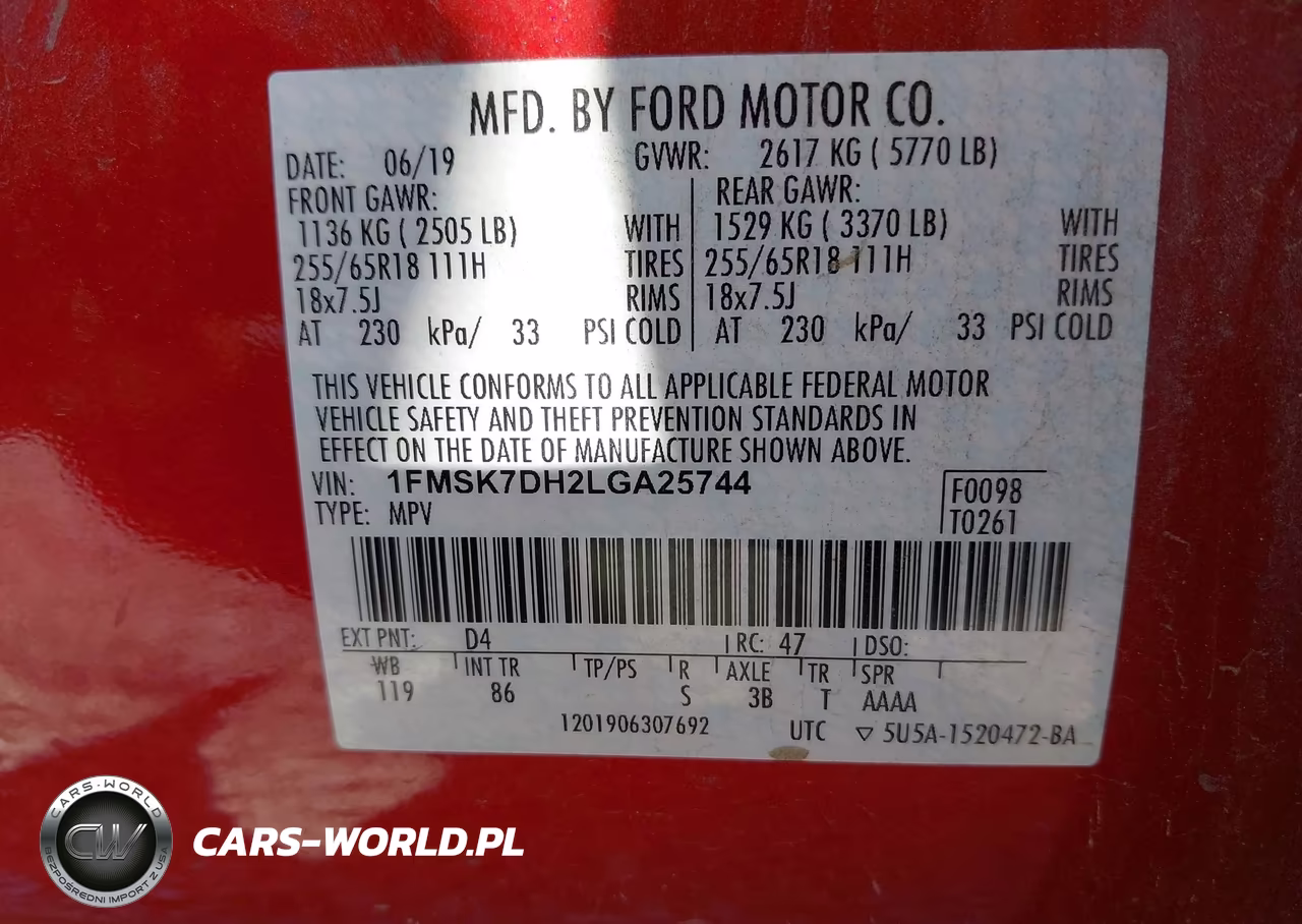 2020 Ford Explorer Xlt VIN:1FMSK7DH2LGA25744 - 9