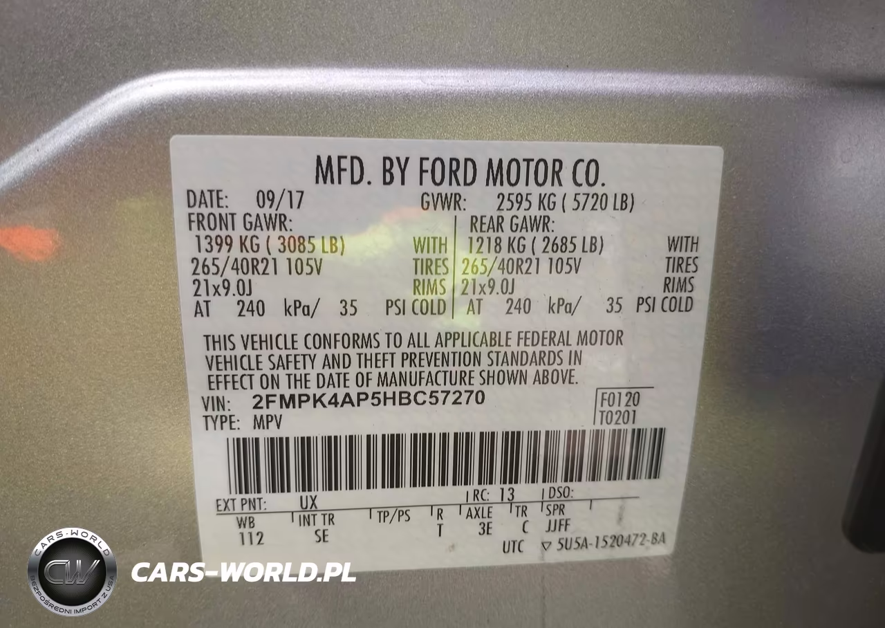 2017 Ford Edge Sport VIN:2FMPK4AP5HBC57270 - 9