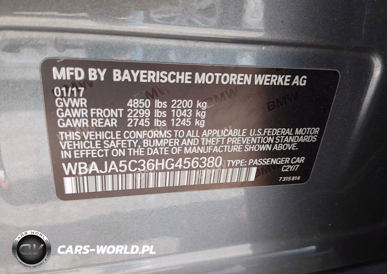 2017 BMW 530I VIN:WBAJA5C36HG456380 - 9