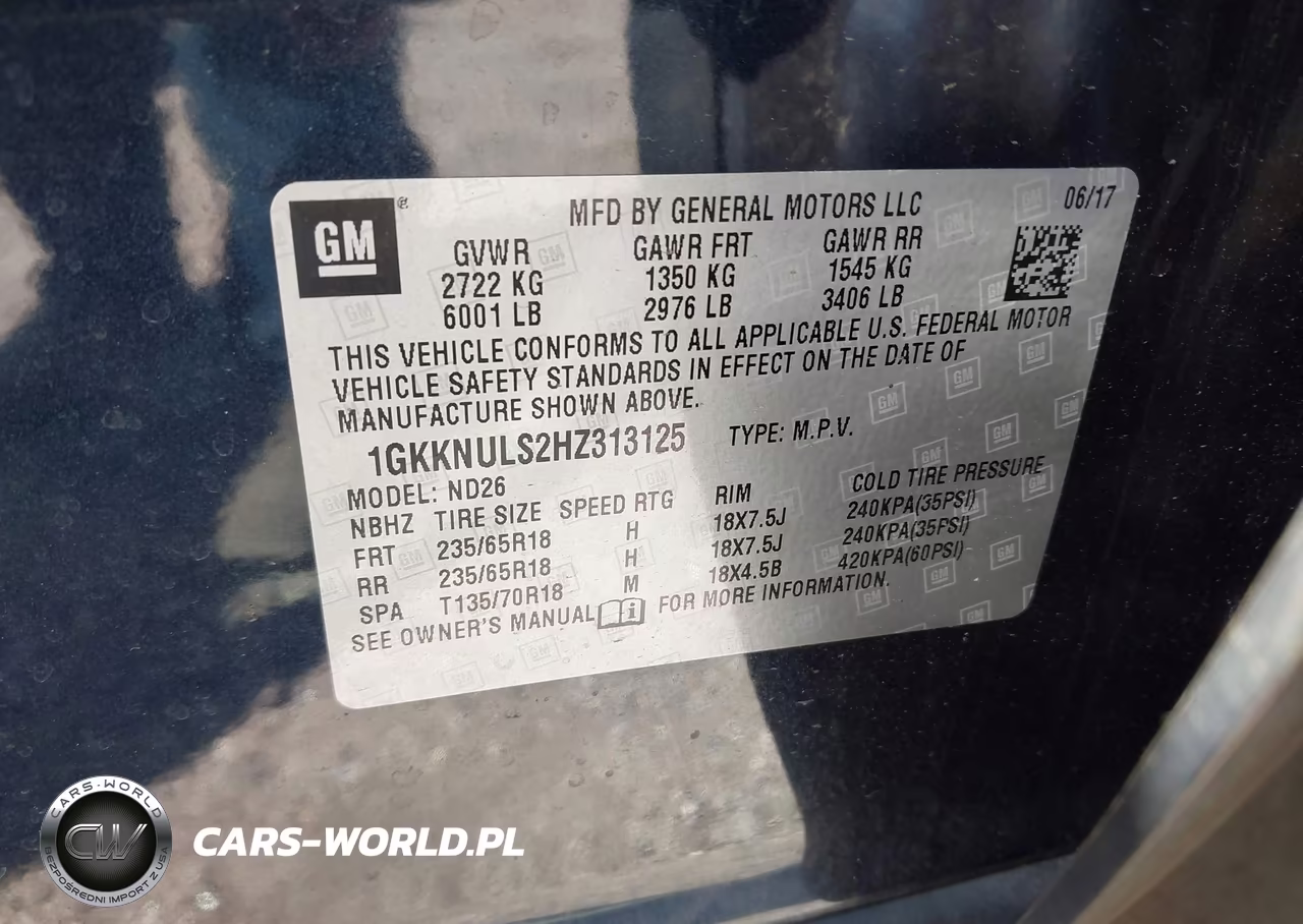 2017 GMC Acadia Slt-1 VIN:1GKKNULS2HZ313125 - 9
