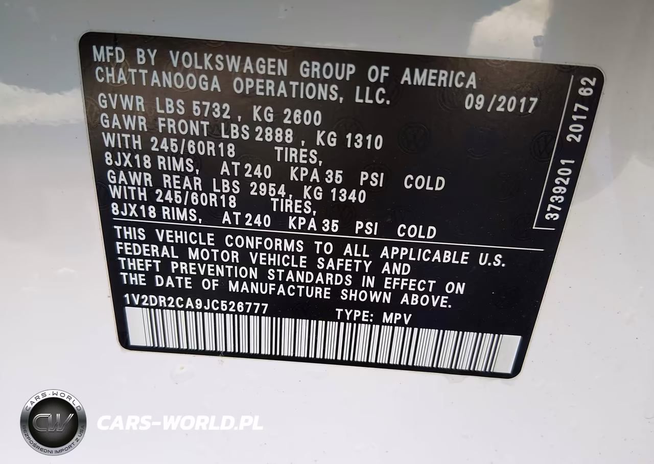 2018 Volkswagen Atlas 3.6L V6 Se-3.6L V6 Se W-Technology VIN:1V2DR2CA9JC526777 - 9