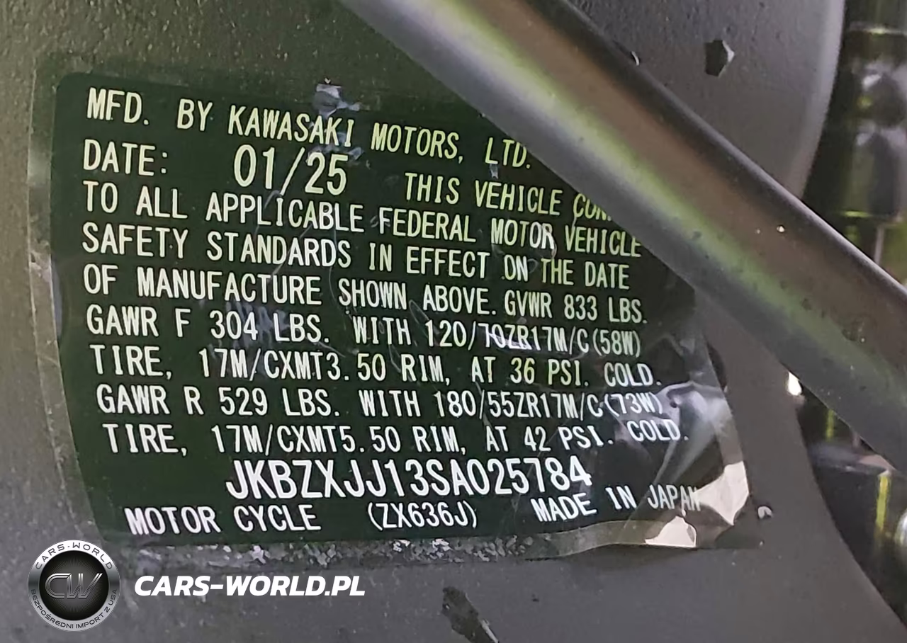 2025 Kawasaki Zx636 K VIN:JKBZXJJ13SA025784 - 10