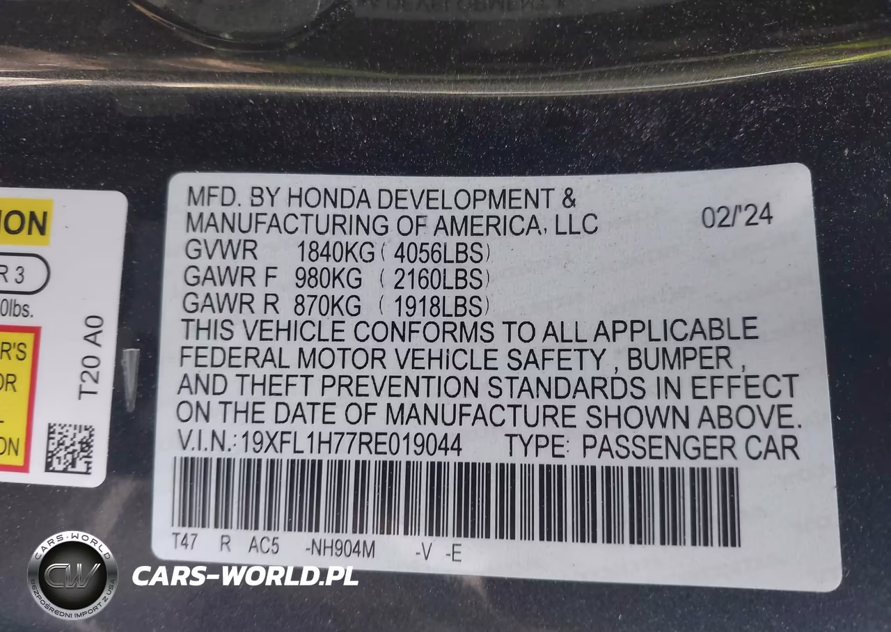 2024 Honda Civic Ex-L VIN:19XFL1H77RE019044 - 9