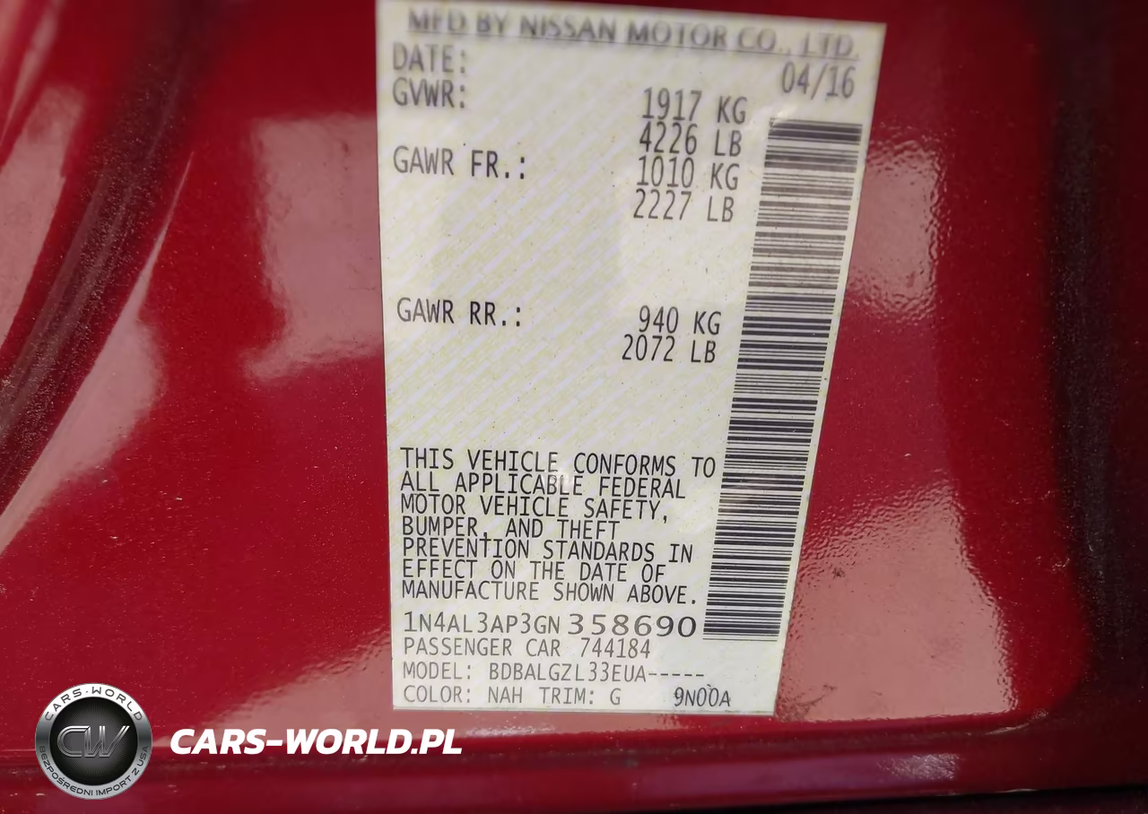 2016 Nissan Altima 2.5 S VIN:1N4AL3AP3GN358690 - 9