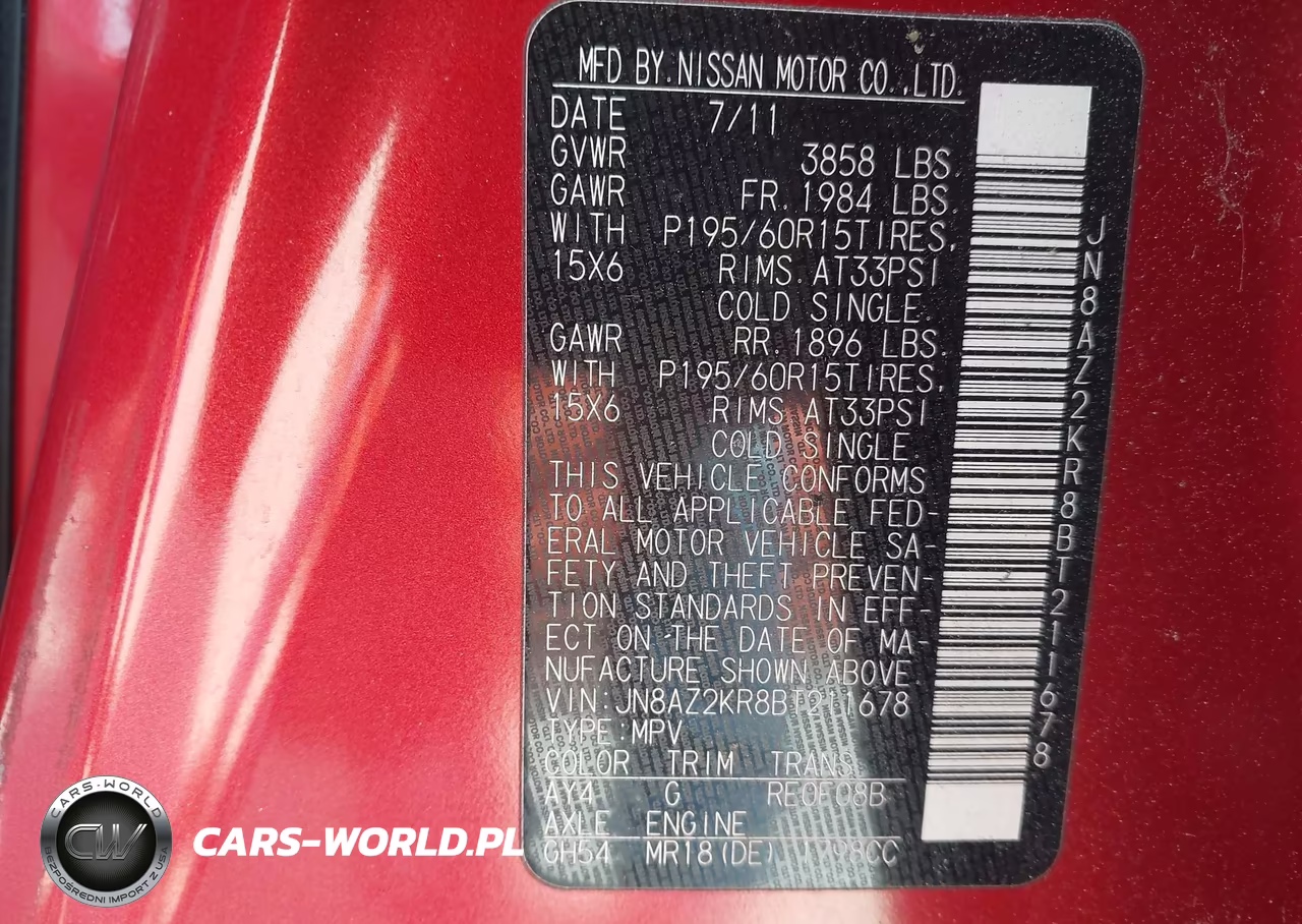 2011 Nissan Cube 1.8S VIN:JN8AZ2KR8BT211678 - 9