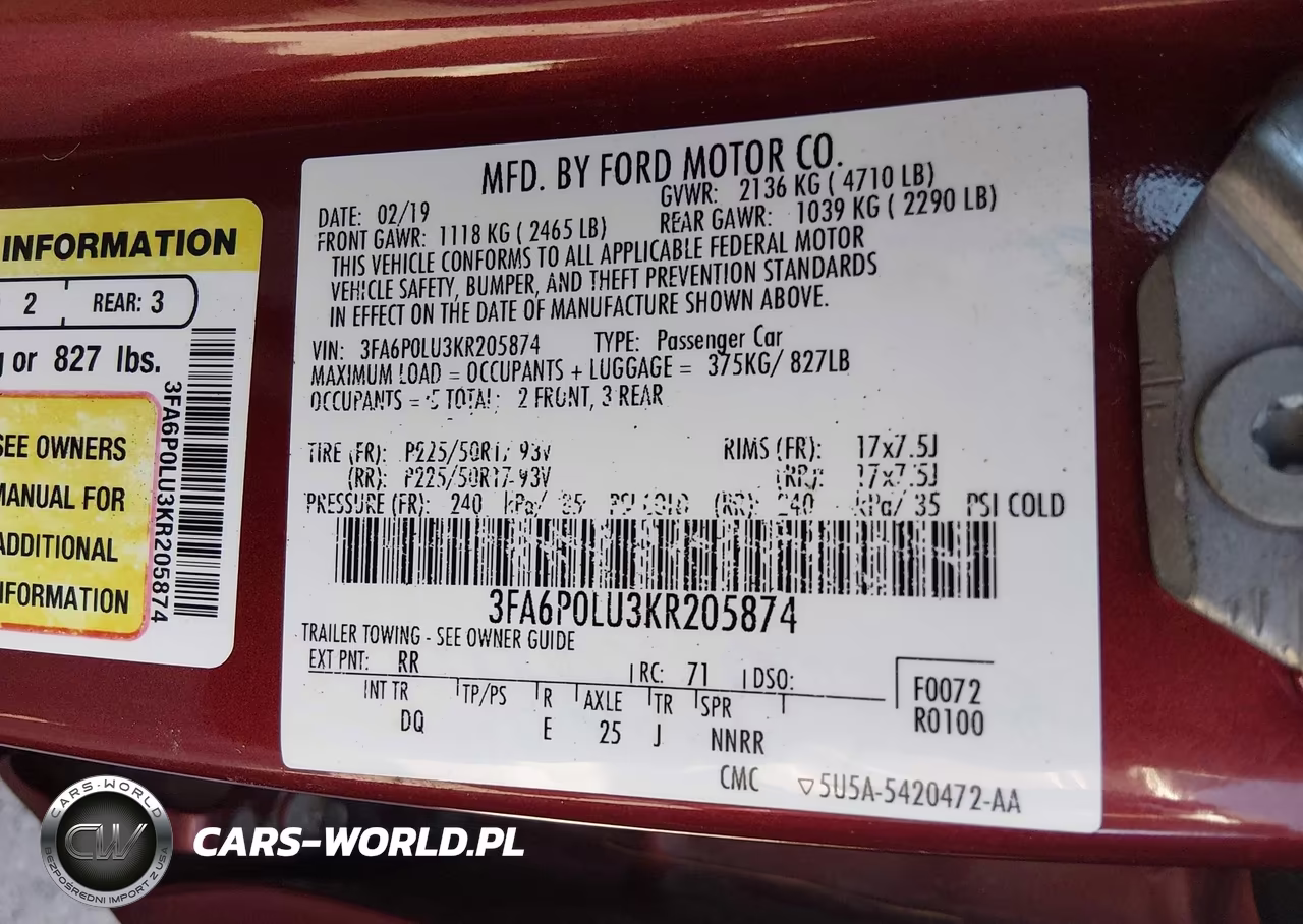 2019 Ford Fusion Hybrid Se VIN:3FA6P0LU3KR205874 - 9