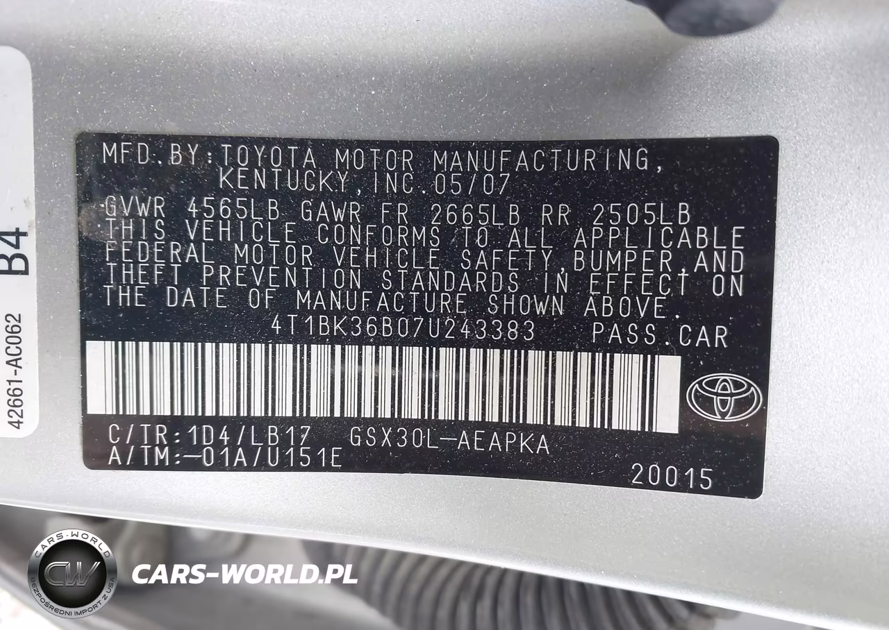 2007 Toyota Avalon Limited VIN:4T1BK36B07U243383 - 9