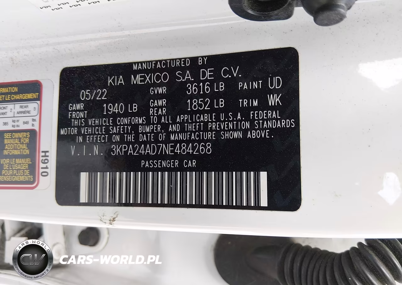 2022 Kia Rio Lx VIN:3KPA24AD7NE484268 - 9