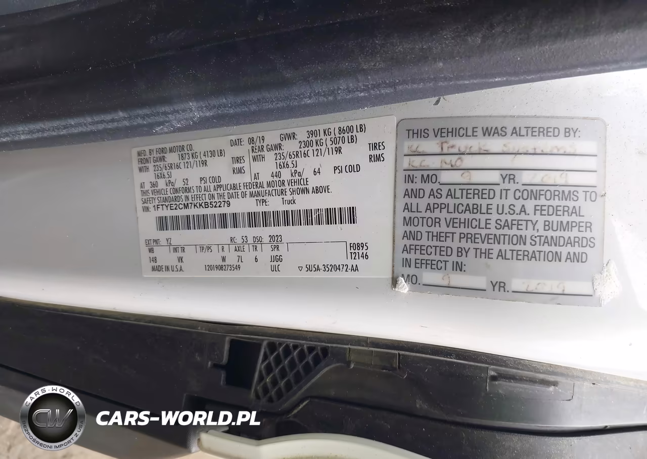 2019 Ford Transit-150 VIN:1FTYE2CM7KKB52279 - 9