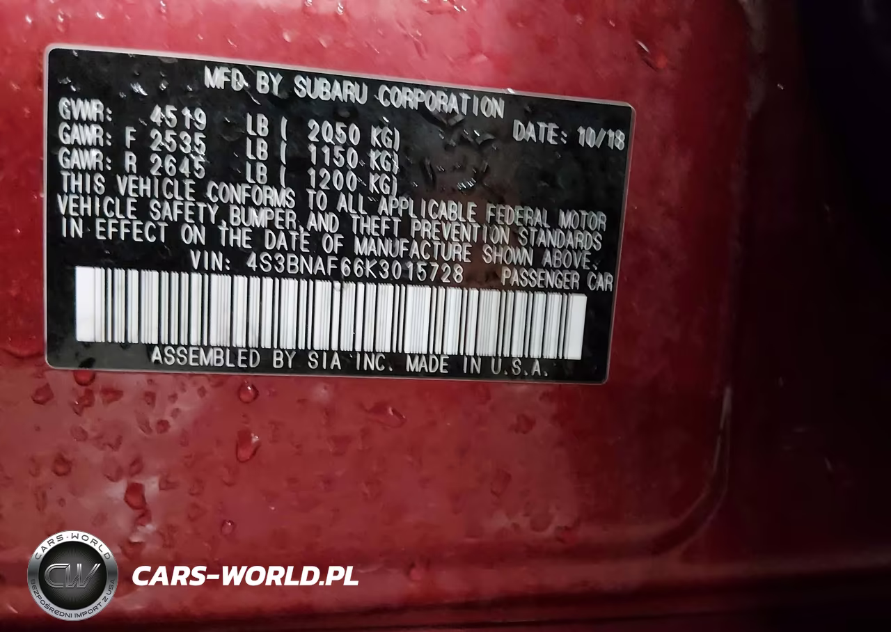 2019 Subaru Legacy 2.5I Premium VIN:4S3BNAF66K3015728 - 9