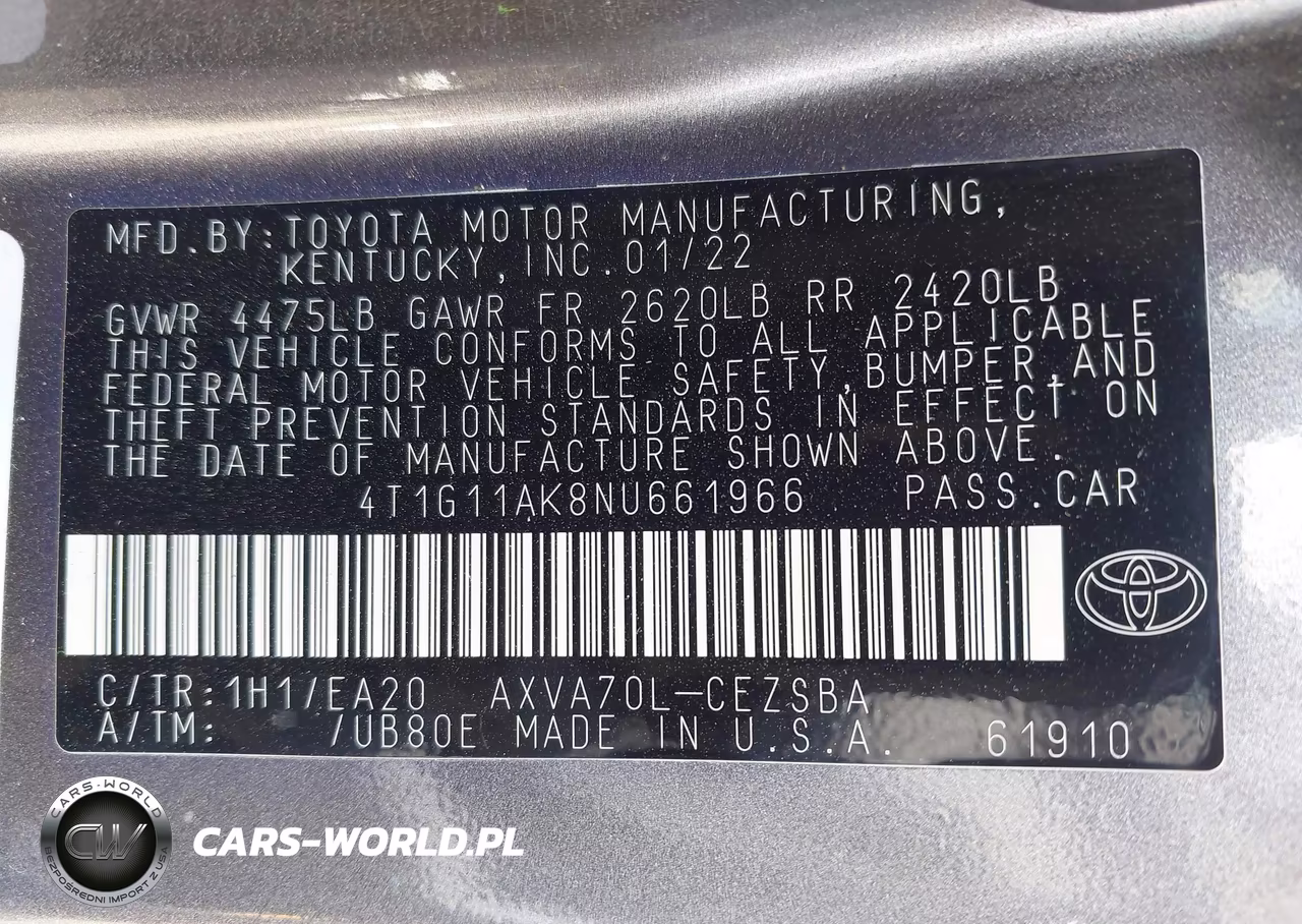 2022 Toyota Camry Se VIN:4T1G11AK8NU661966 - 9