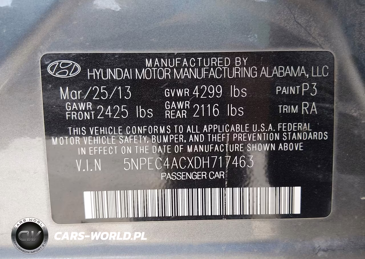 2013 Hyundai Sonata Limited VIN:5NPEC4ACXDH717463 - 9
