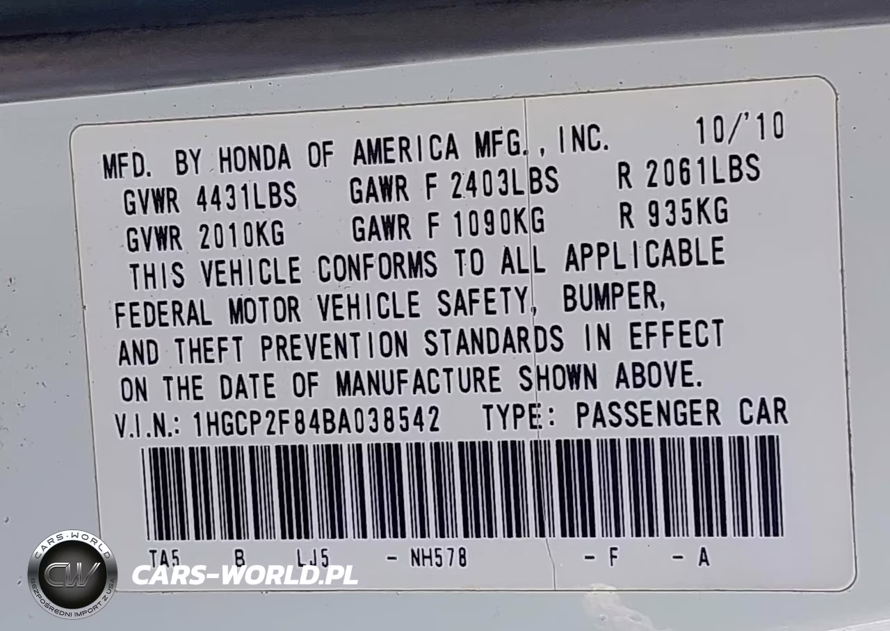 2011 Honda Accord 2.4 Ex-L VIN:1HGCP2F84BA038542 - 9