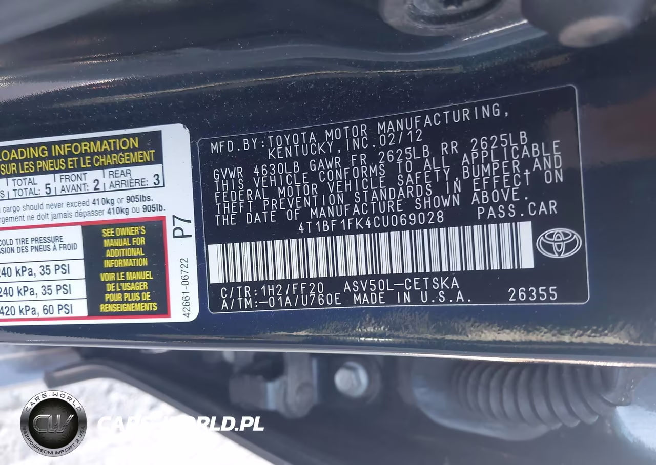 2012 Toyota Camry Se VIN:4T1BF1FK4CU069028 - 9