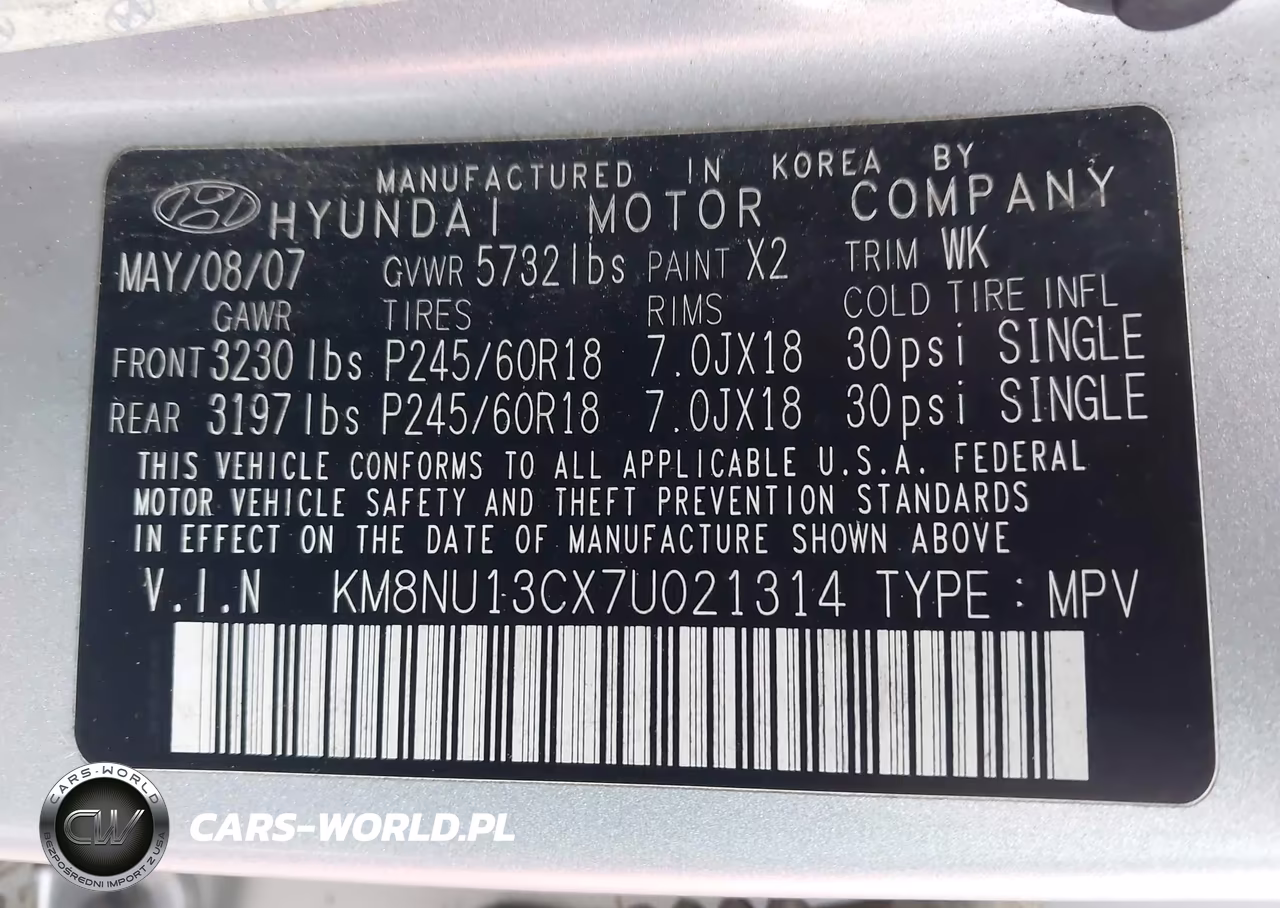 2007 Hyundai Veracruz Gls-Limited-Se VIN:KM8NU13CX7U021314 - 9