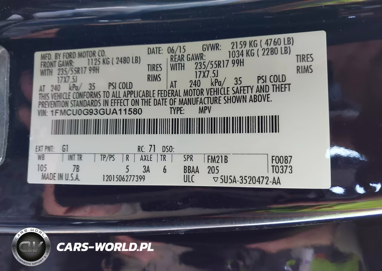 2016 Ford Escape Se VIN:1FMCU0G93GUA11580 - 9