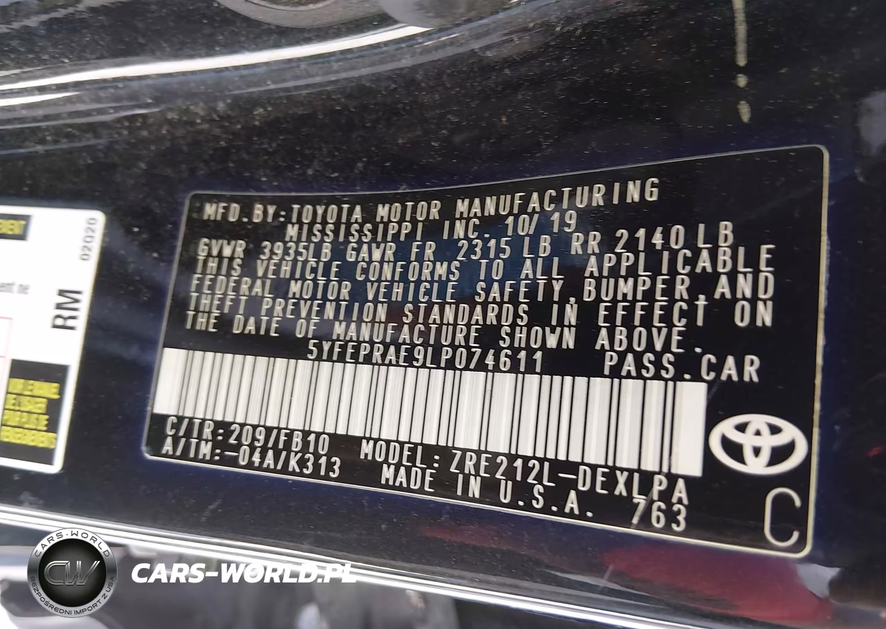2020 Toyota Corolla Le VIN:5YFEPRAE9LP074611 - 9