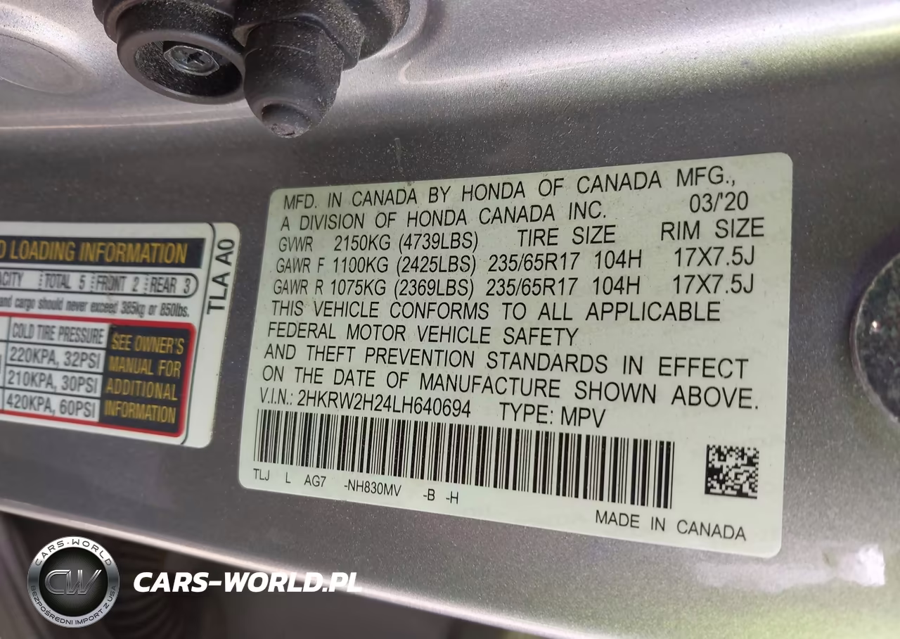 2020 Honda Cr-V Awd Lx VIN:2HKRW2H24LH640694 - 9