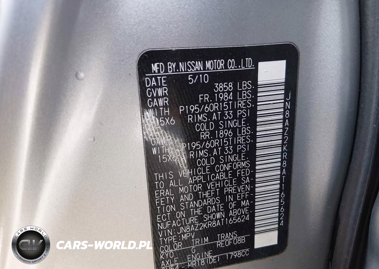 2010 Nissan Cube 1.8S VIN:JN8AZ2KR8AT165624 - 9