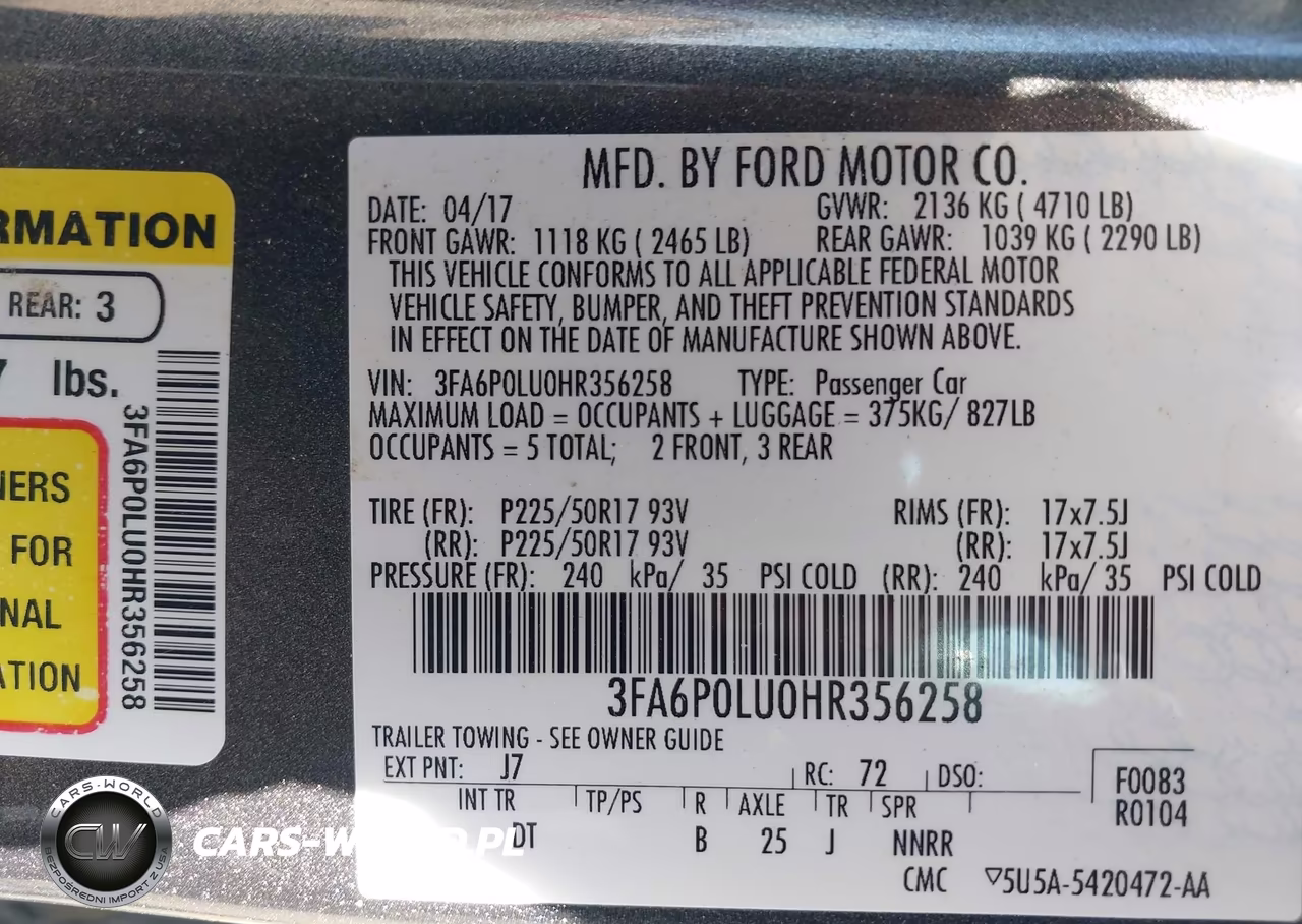 2017 Ford Fusion Hybrid Se VIN:3FA6P0LU0HR356258 - 9