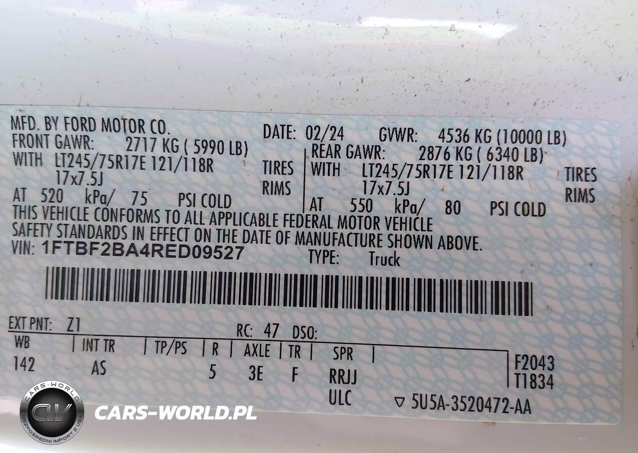 2024 Ford F-250 Xl VIN:1FTBF2BA4RED09527 - 9