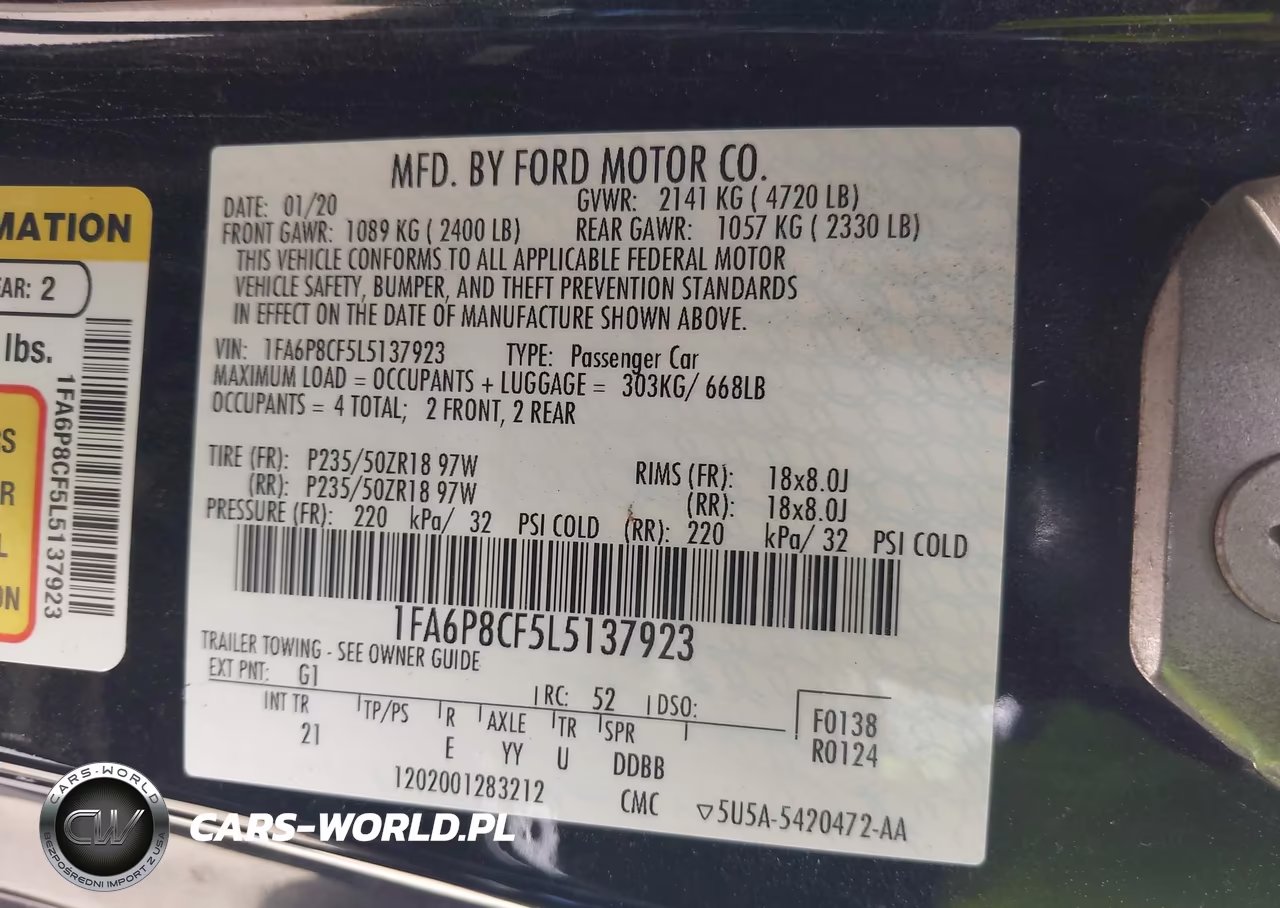 2020 Ford Mustang Gt Fastback VIN:1FA6P8CF5L5137923 - 9