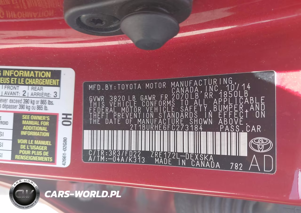 2015 Toyota Corolla S Plus VIN:2T1BURHE6FC273184 - 9