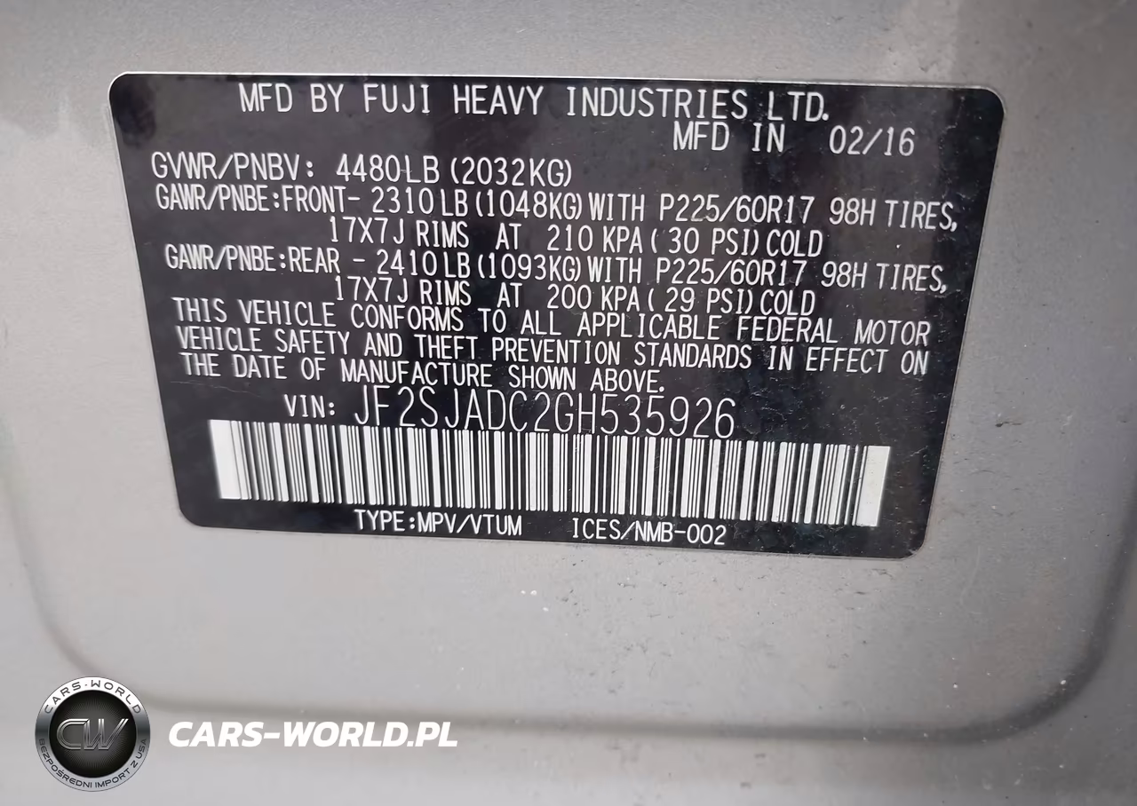 2016 Subaru Forester 2.5I Premium VIN:JF2SJADC2GH535926 - 9