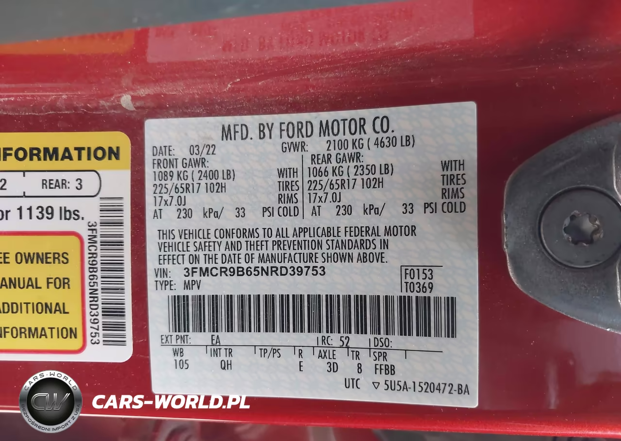 2022 Ford Bronco Sport Big Bend VIN:3FMCR9B65NRD39753 - 9