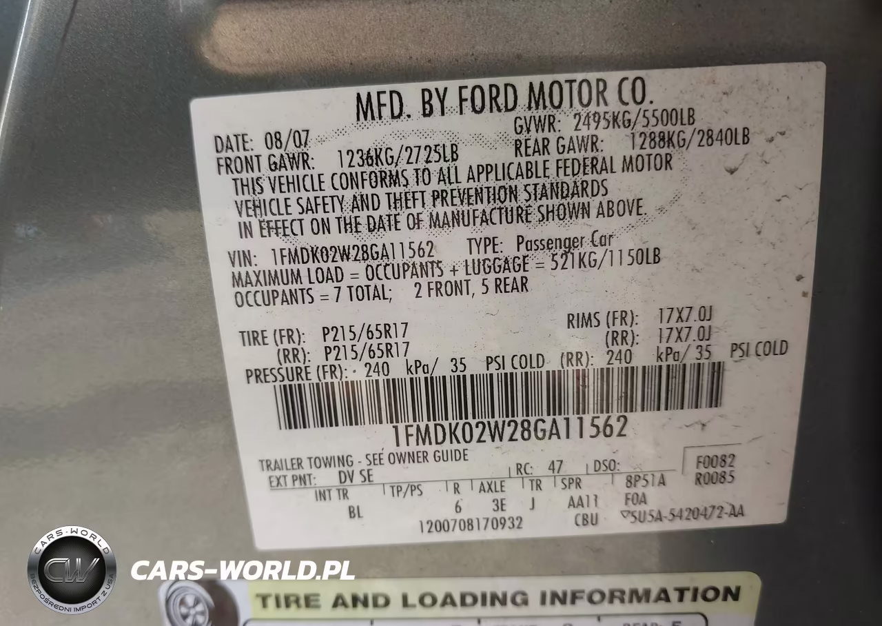 2008 Ford Taurus X Sel VIN:1FMDK02W28GA11562 - 9
