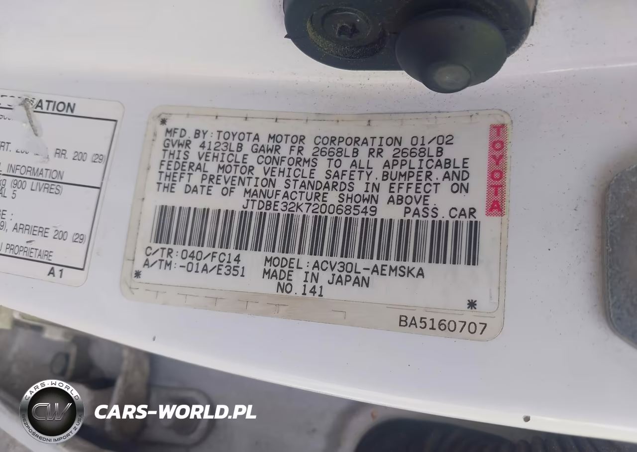 2002 Toyota Camry Se VIN:JTDBE32K720068549 - 9
