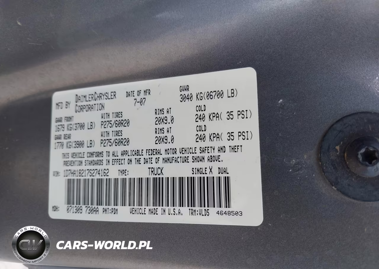 2007 Dodge Ram 1500 Laramie VIN:1D7HA18217S274162 - 9