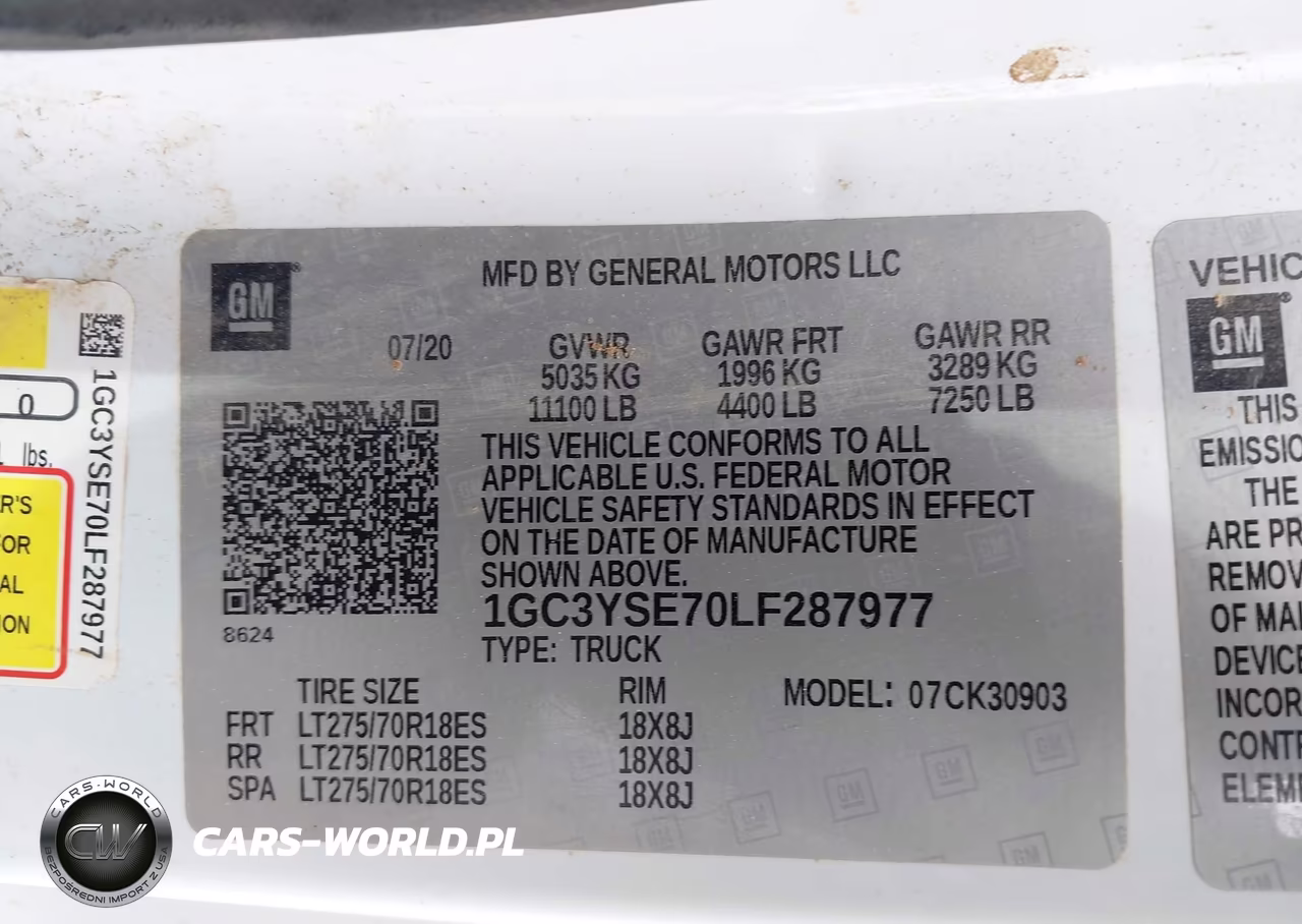 2020 Chevrolet Silverado 3500Hd 4Wd Long Bed Wt VIN:1GC3YSE70LF287977 - 9