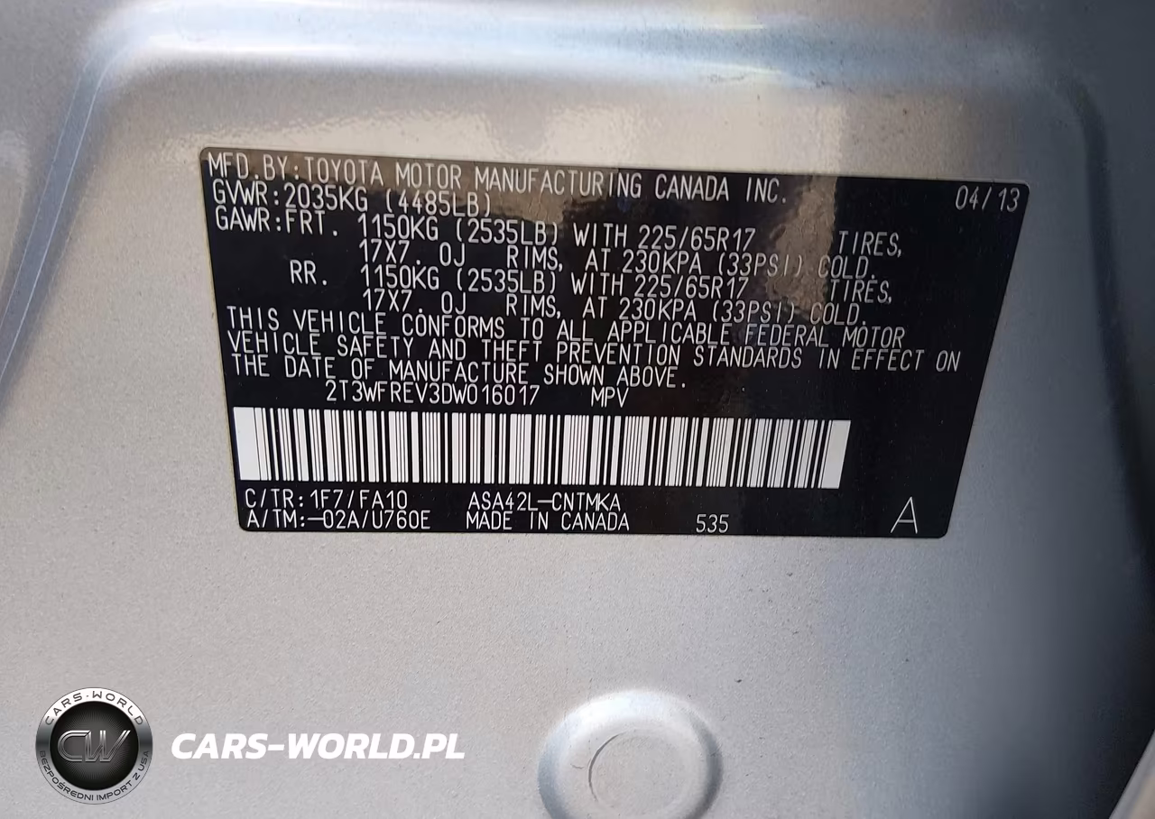 2013 Toyota Rav4 Xle VIN:2T3WFREV3DW016017 - 9