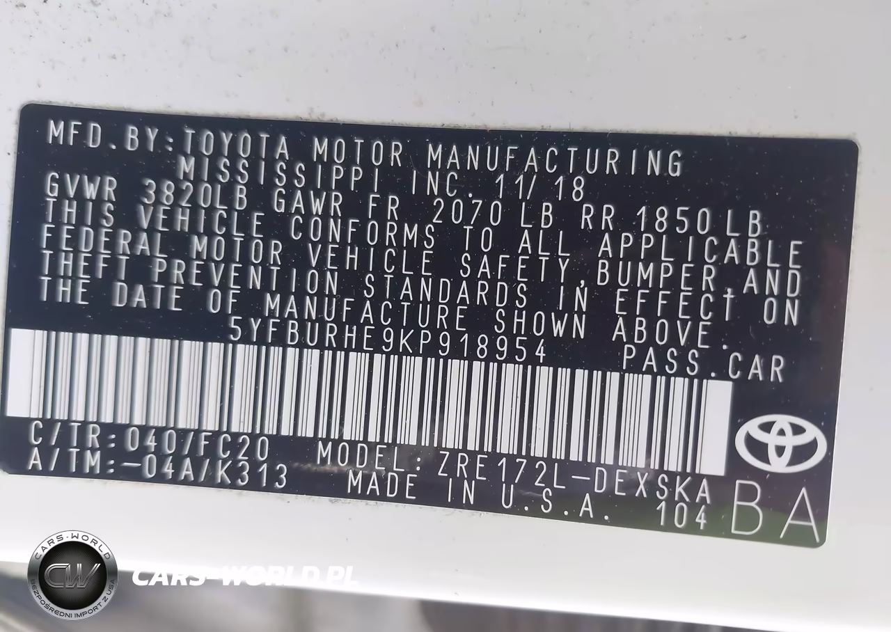 2019 Toyota Corolla Se VIN:5YFBURHE9KP918954 - 9