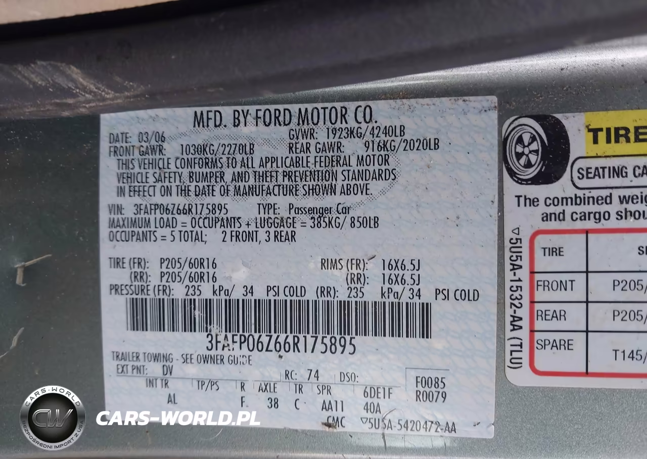 2006 Ford Fusion S VIN:3FAFP06Z66R175895 - 9