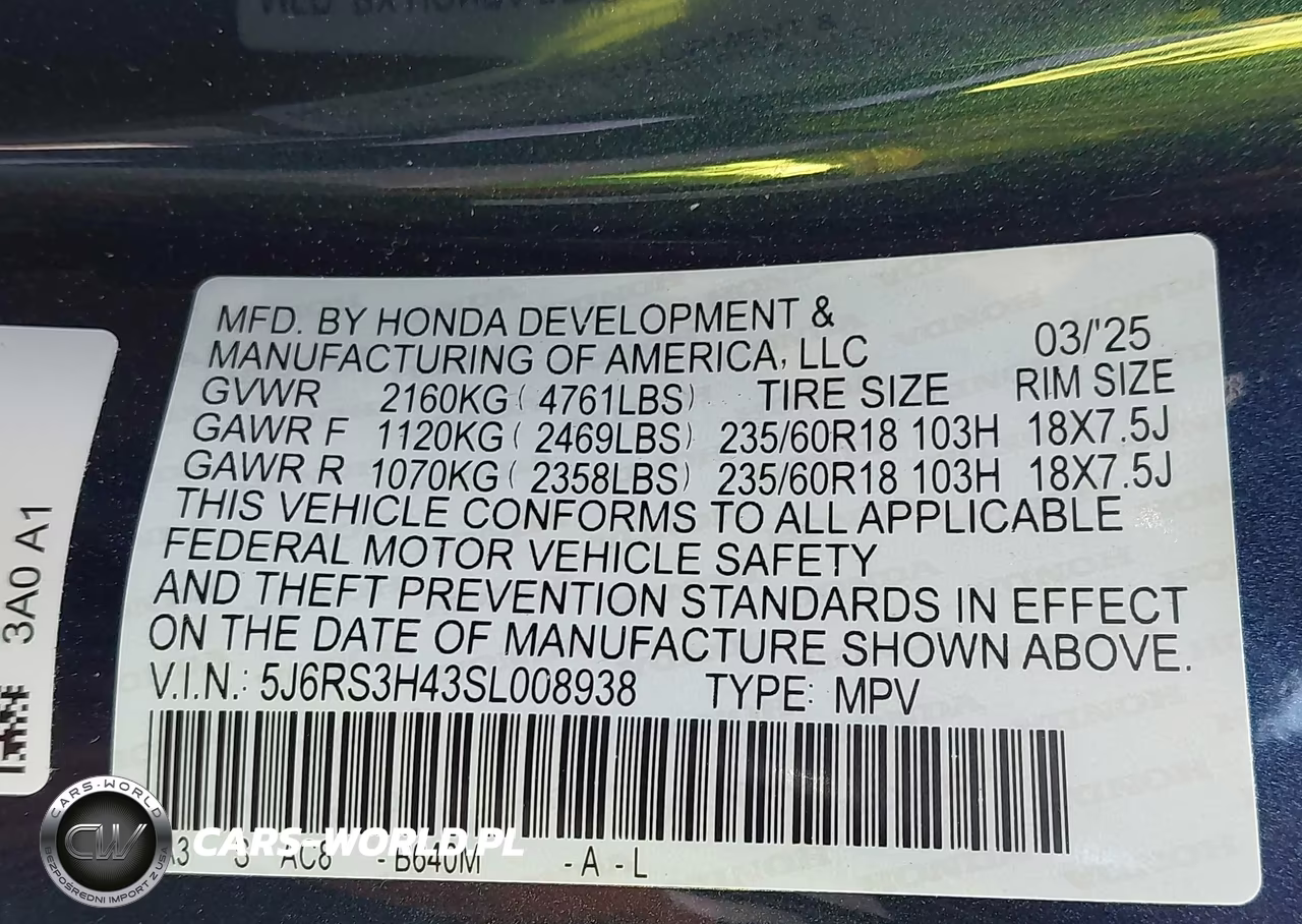 2025 Honda Cr-V Ex 2Wd VIN:5J6RS3H43SL008938 - 9