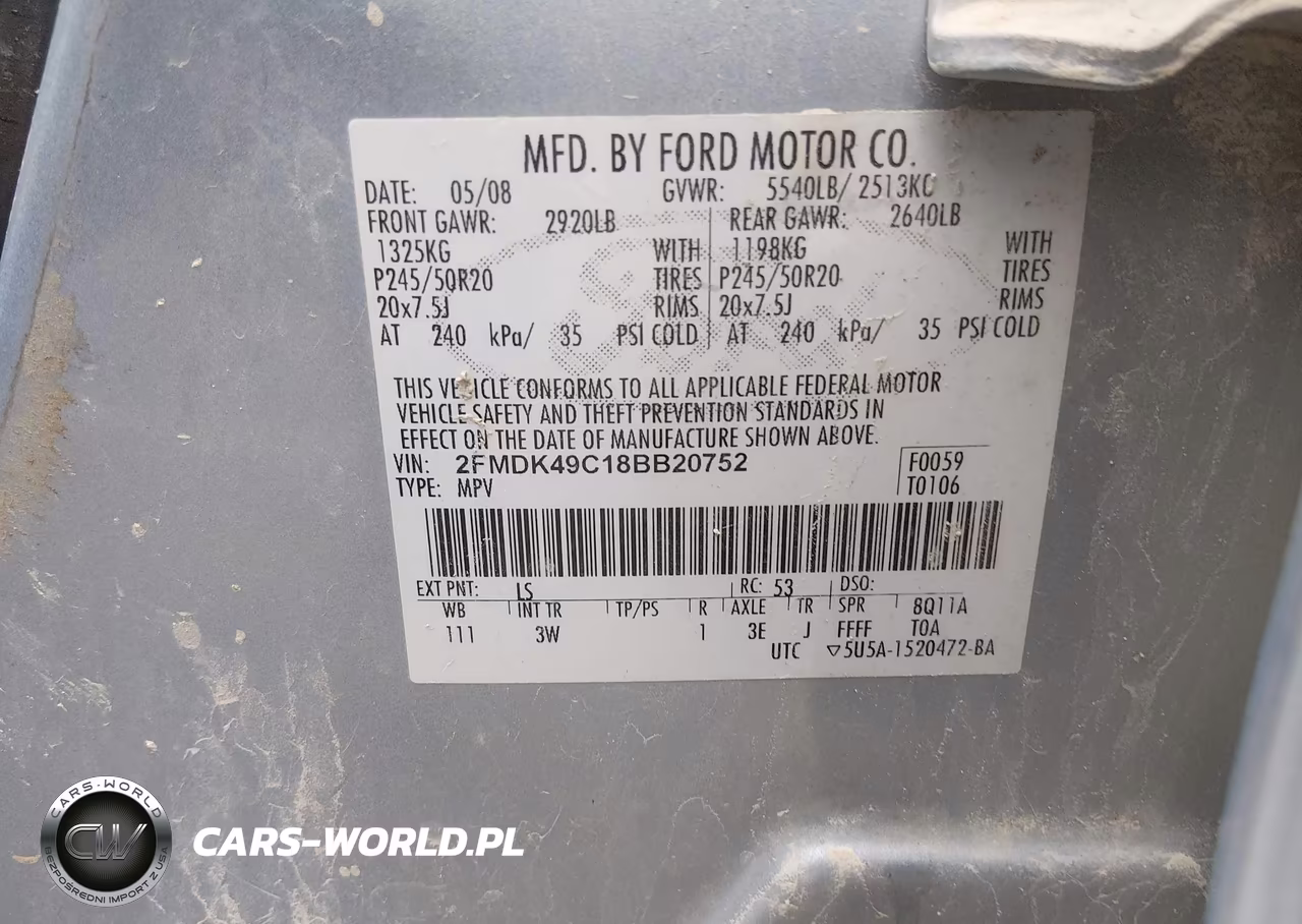 2008 Ford Edge Limited VIN:2FMDK49C18BB20752 - 9