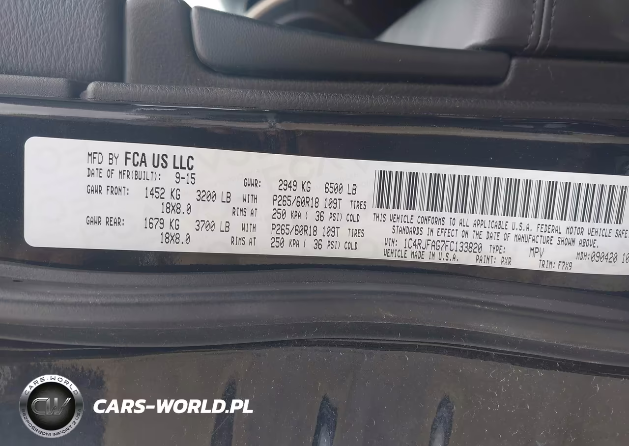 2015 Jeep Grand Cherokee Laredo VIN:1C4RJFAG7FC133820 - 9