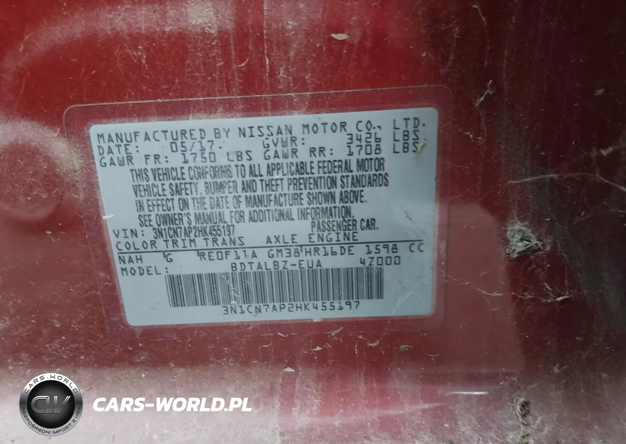 2017 Nissan Versa 1.6 Sv VIN:3N1CN7AP2HK455197 - 9
