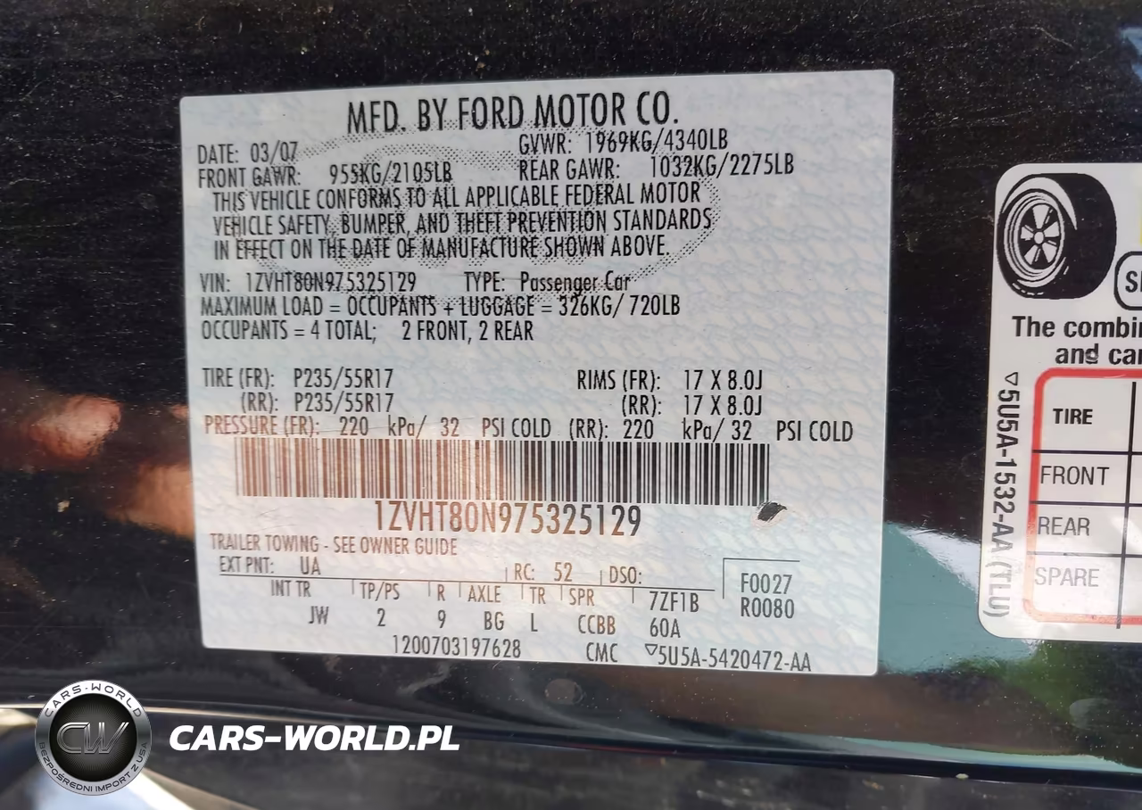 2007 Ford Mustang V6 Deluxe-V6 Premium VIN:1ZVHT80N975325129 - 9