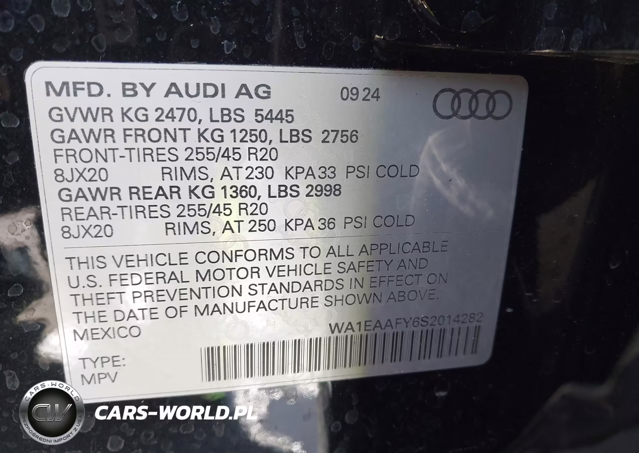 2025 Audi Q5 Premium Plus 45 Tfsi S Line Quattro S Tronic VIN:WA1EAAFY6S2014282 - 9