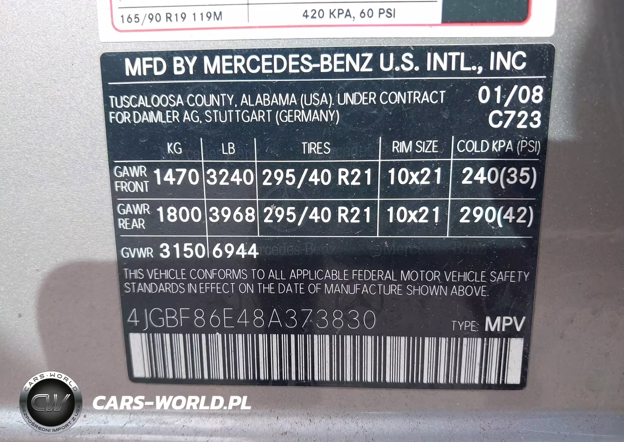 2008 Mercedes-Benz Gl 550 4Matic VIN:4JGBF86E48A373830 - 9