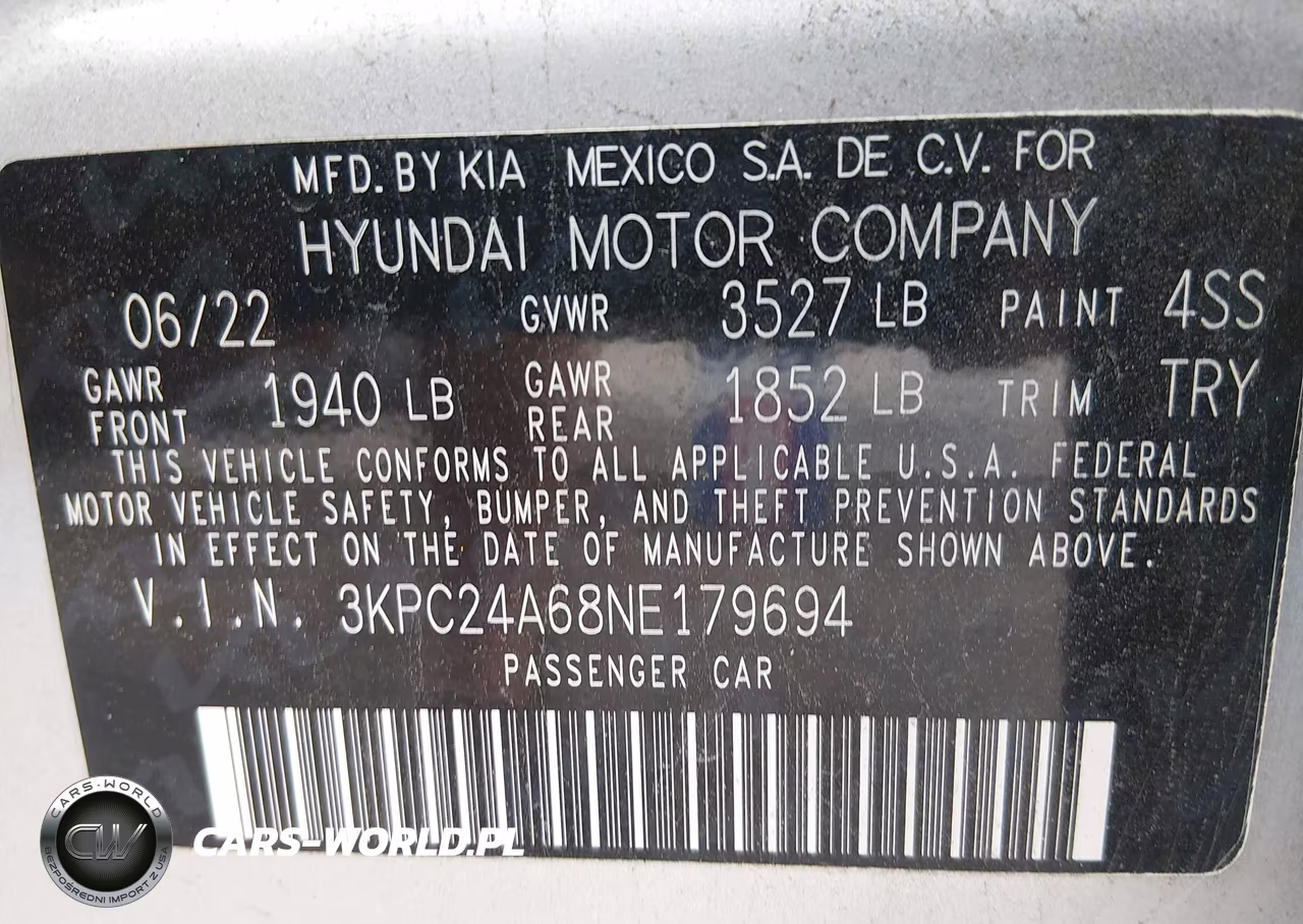 2022 Hyundai Accent Se VIN:3KPC24A68NE179694 - 9