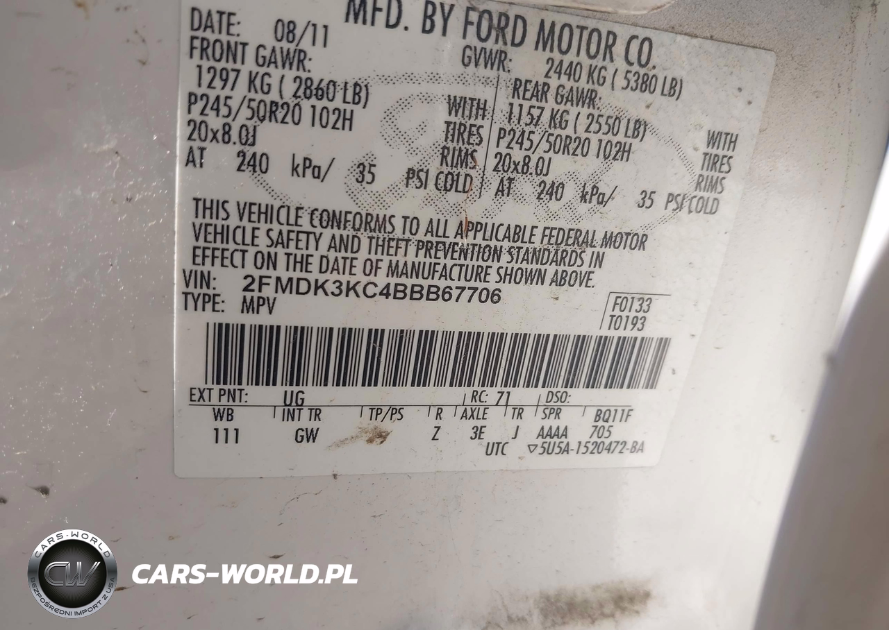 2011 Ford Edge Limited VIN:2FMDK3KC4BBB67706 - 9